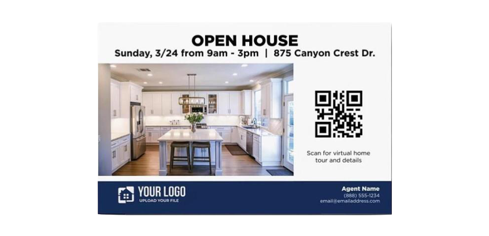 Marketing materials, business cards, and a laptop showing branded graphics